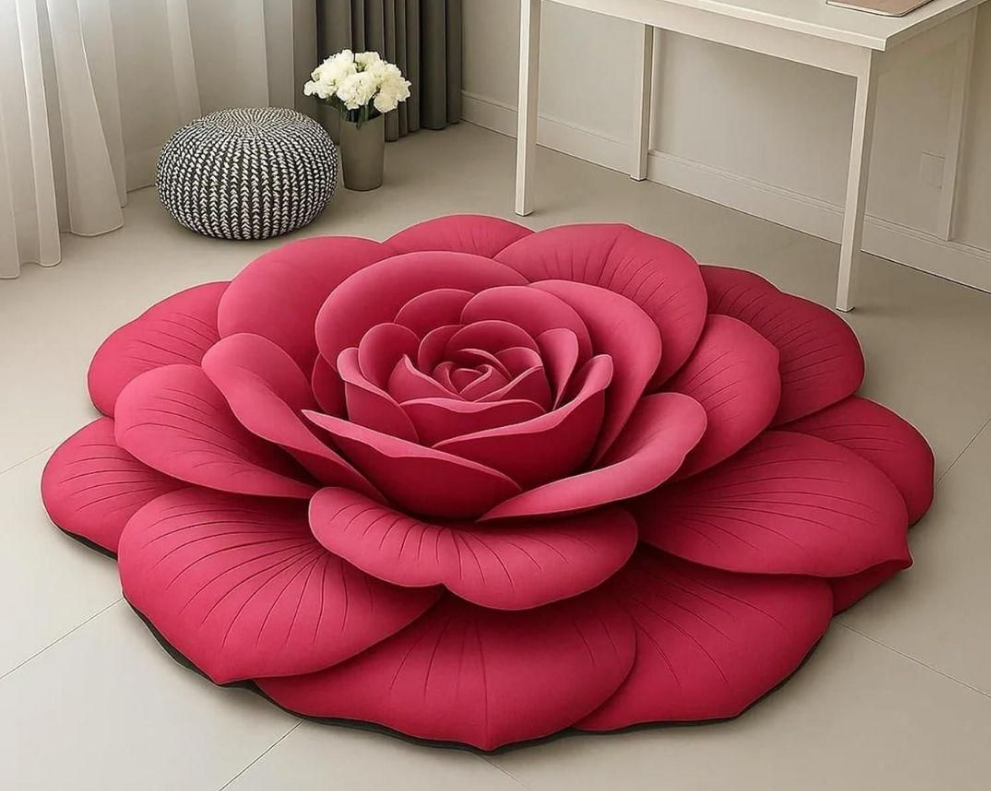 3D Flower Design Floor Mat, Quick Dry Non Slip